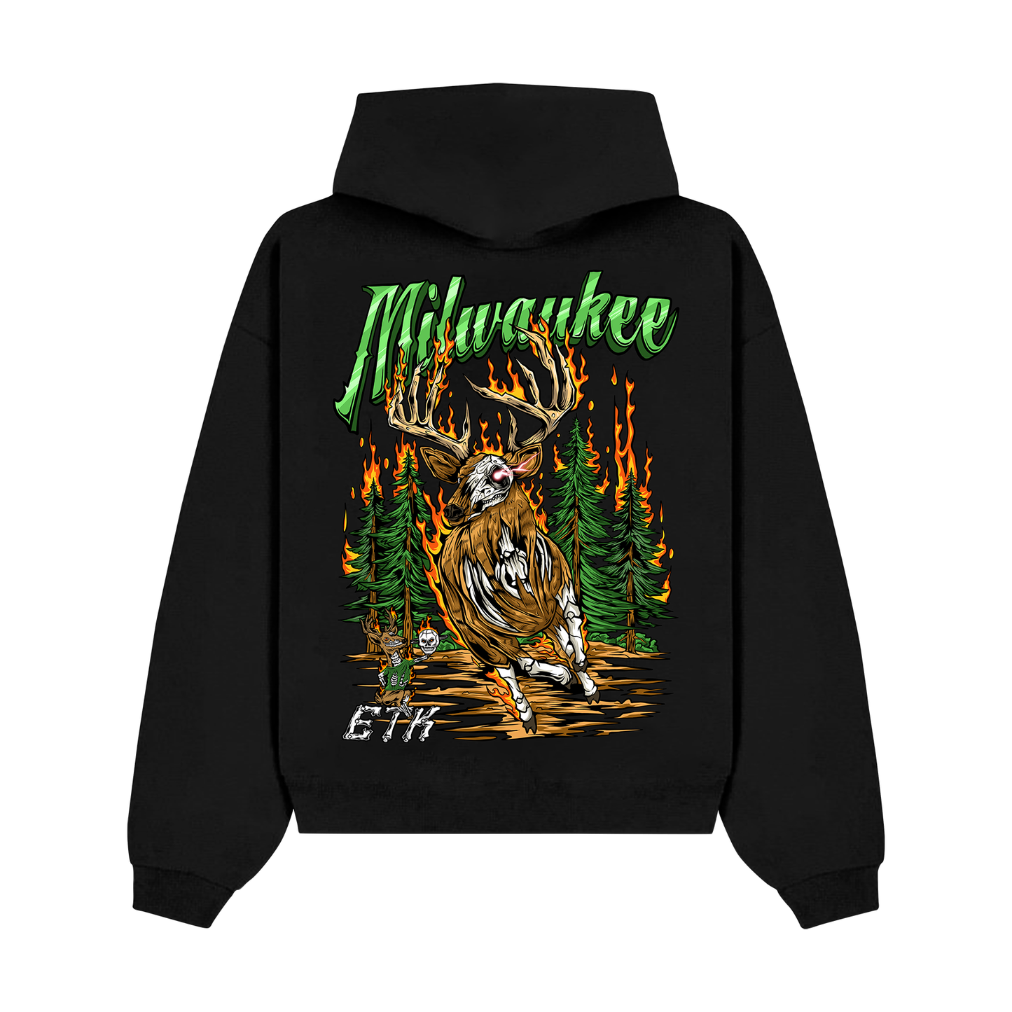 MILWAUKEE DEER HOODIE - BLACK